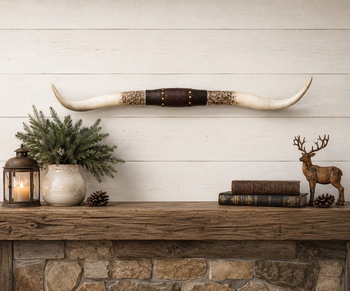 Faux longhorns wall hanging - longhorns,